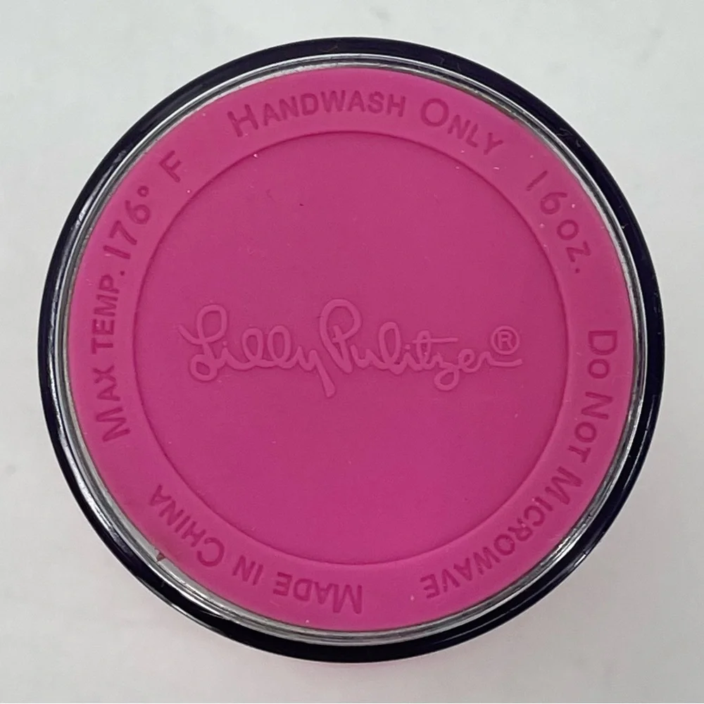Lilly Pulitzer Insulted Plastic Travel Tumbler Hot or Cold Coffee Cup 16 Oz Pink